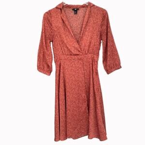 H&M Long Sleeve Sateen Midi Dress Sz 6